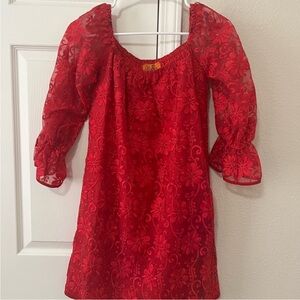 Voom by Joy Han Scarlet Red Lace Embroidered Dress - Small